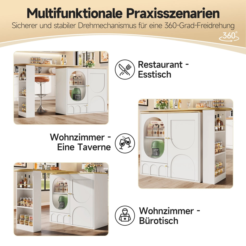TAVOLO BAR Girevole 138x39x105 cm Bianco MDF e Metallo