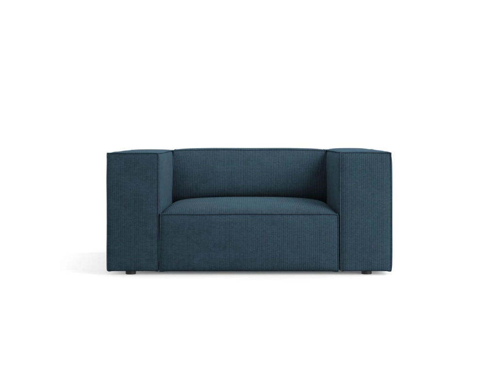 Cosmopolitan Design - Poltrona "Arendal" in ciniglia con effetto a coste blu scuro 