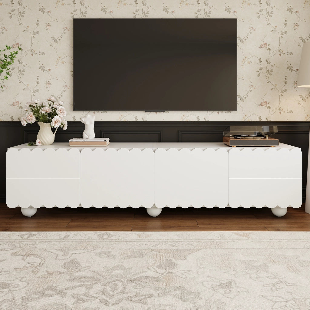 Cassettiera TV bianca in MDF e truciolare lunghezza 175 cm