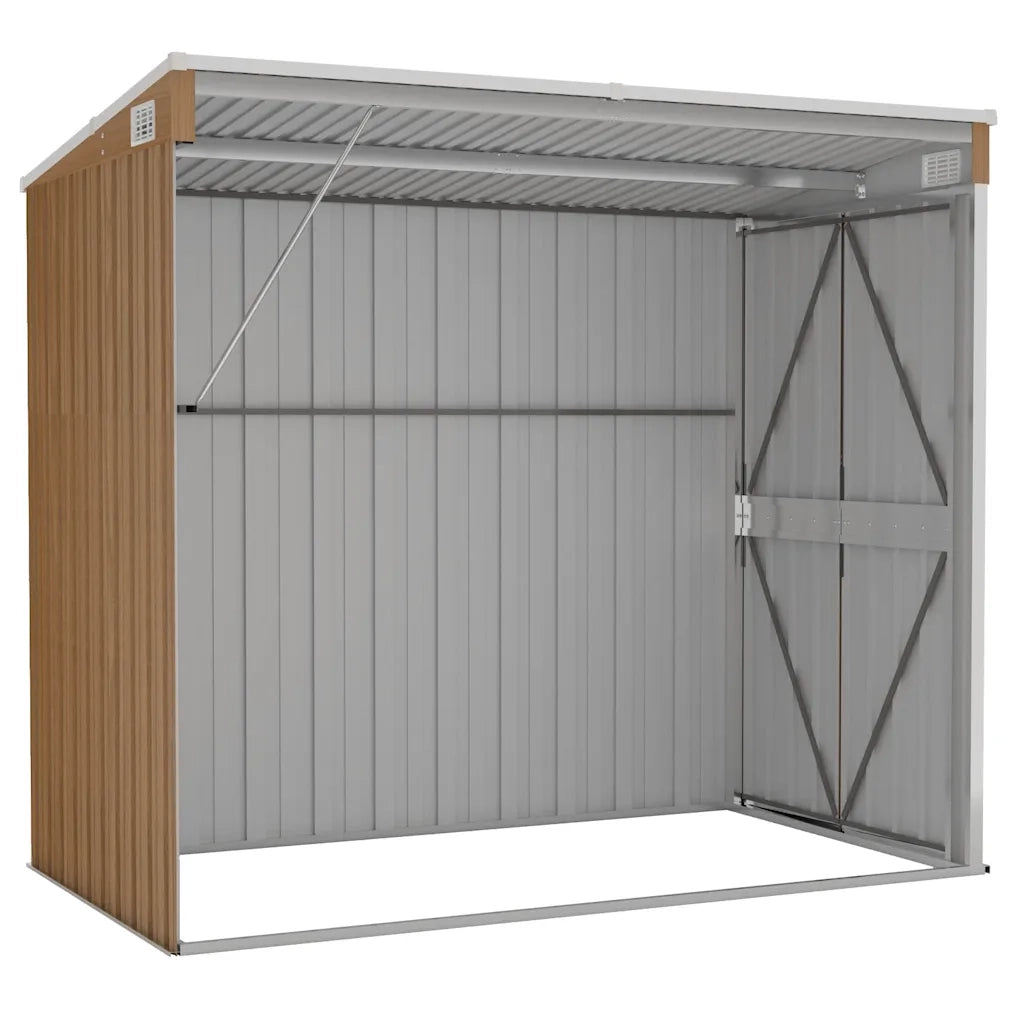 Capanno Giardino a Parete Marrone 118x194x178cm Acciaio Zincato CFW5394022