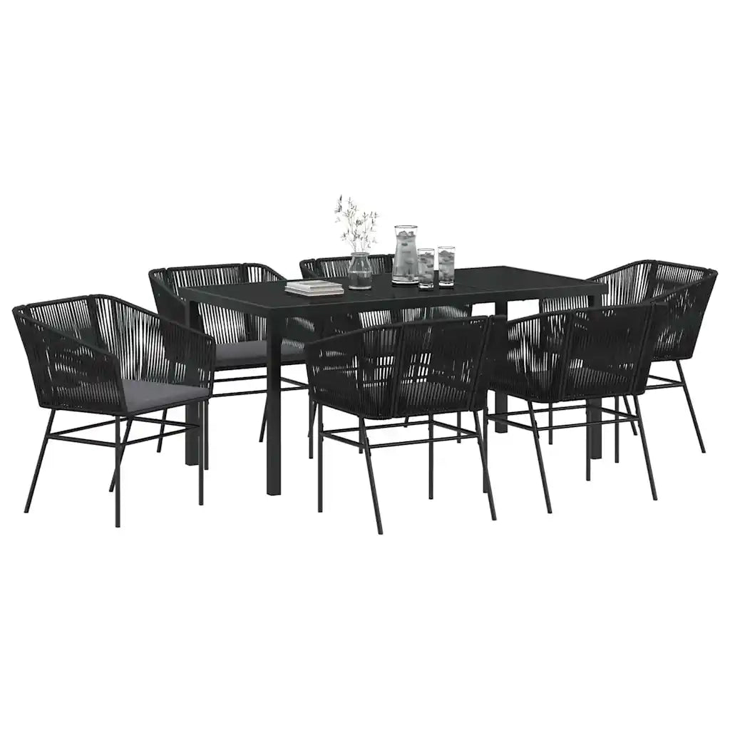 Set da Pranzo per Giardino con cuscino 7 pcs Nero 3380922