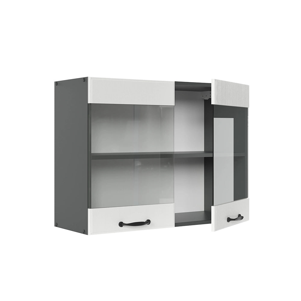 Vicco Mobile da cucina in vetro Bianco casa di campagna 80 cm