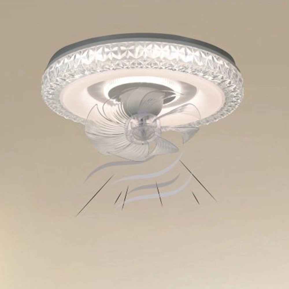Trade Shop - Plafoniera Soffitto Tonda Cristalli Ventola Lampada Ventilatore Luce 3200k-6500k 33238 -
