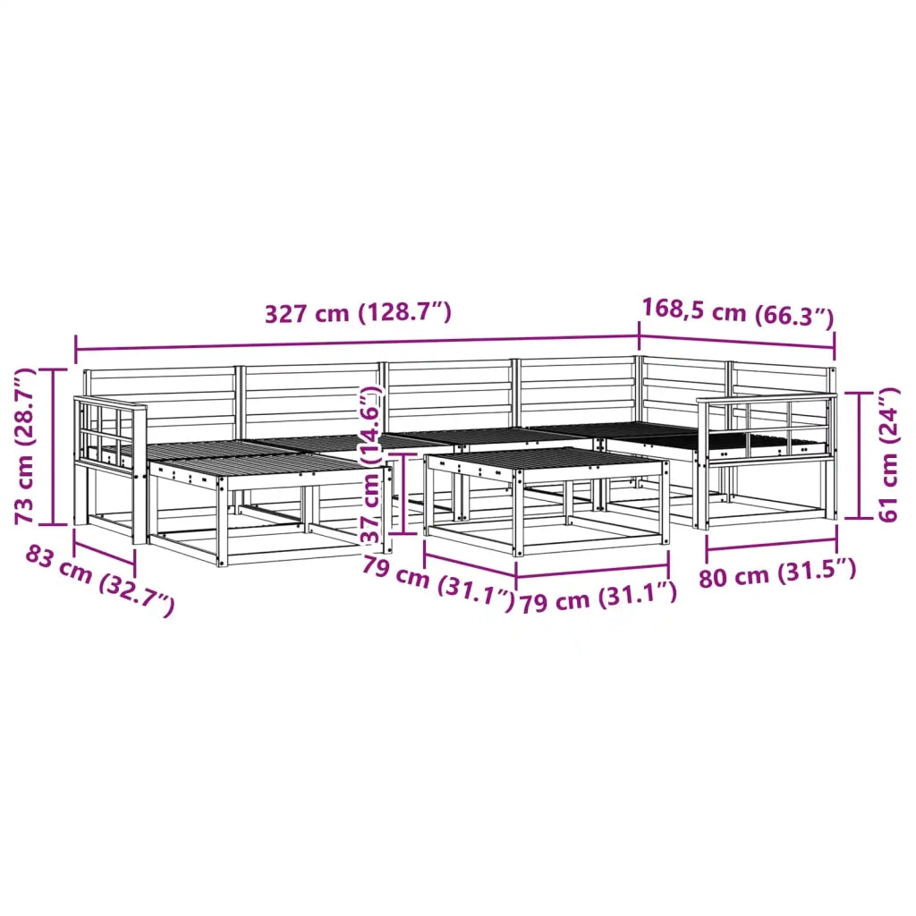 Set di divani da esterno 7 pcs Bianco Legno di Acacia Massello 3386733