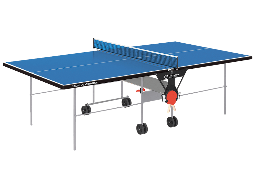 Tavolo da Pin Pong con Piano Blu e Ruote per Esterno Garlando Training Outdoor