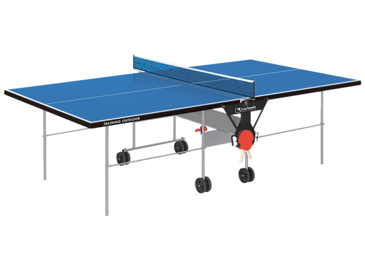Tavolo da Pin Pong con Piano Blu e Ruote per Esterno Garlando Training Outdoor