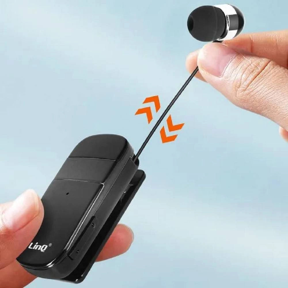 Trade Shop - Mono Auricolare Stereo Bluetooth Con Clip-on Retrattile R8344 Autonomia 10 Ore -