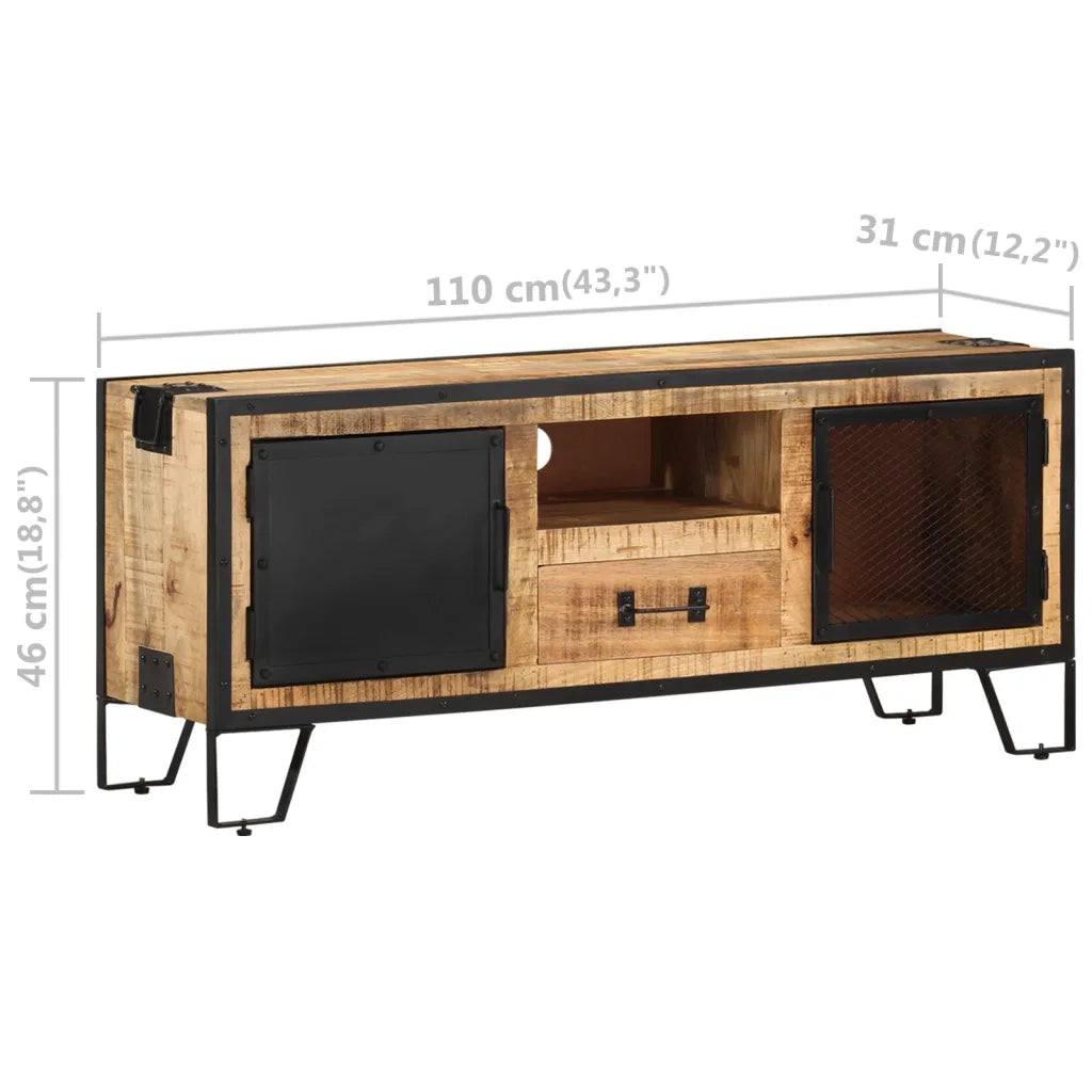 Mobile Porta TV-Credenza per TV 110x31x46 cm in Legno di Mango Grezzo