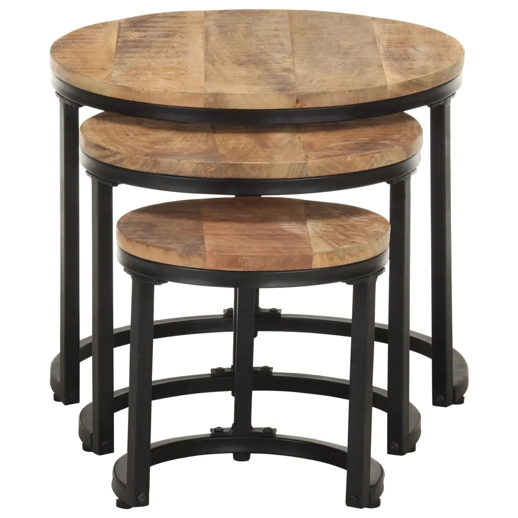 Tavolini Laterali 3 pz in Legno di Mango Grezzo 320686