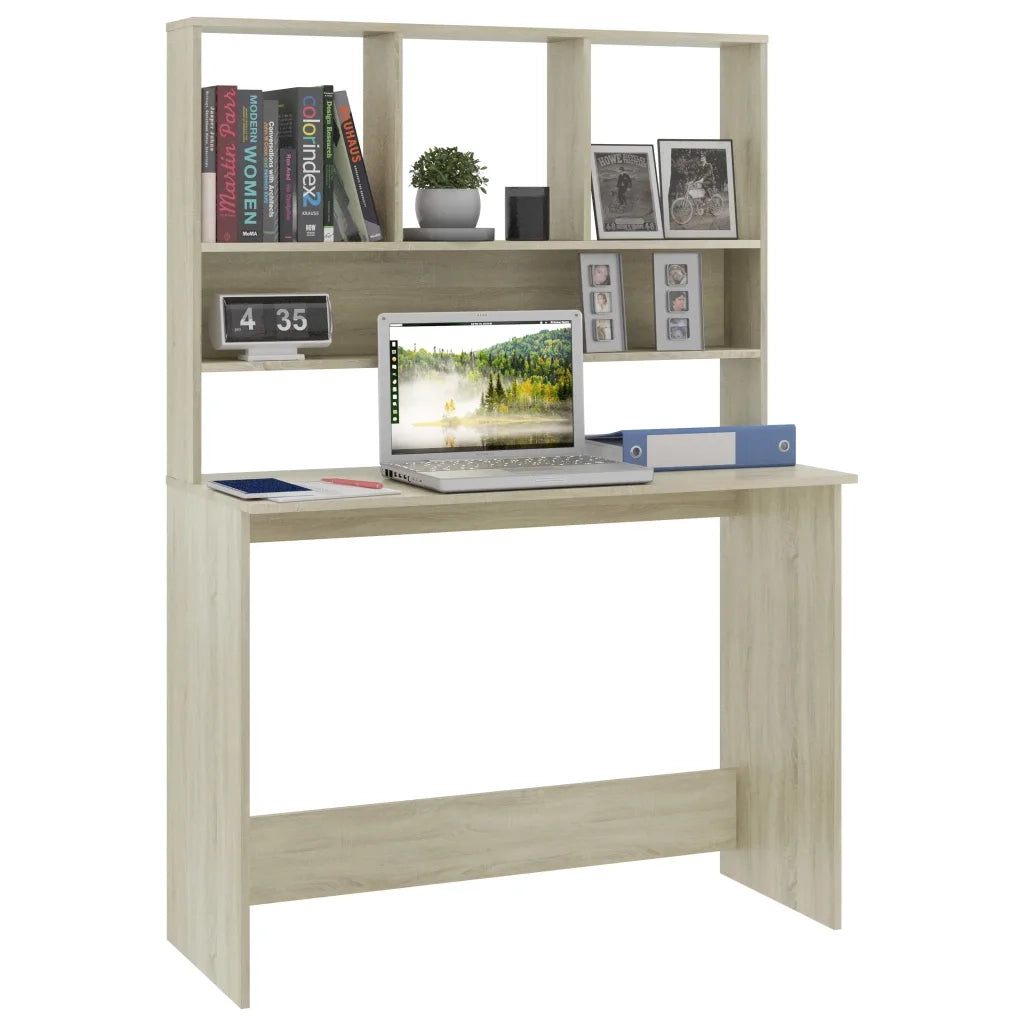 Scrivania con Mensole Rovere Sonoma 110x45x157 cm in Truciolato cod mxl 60179