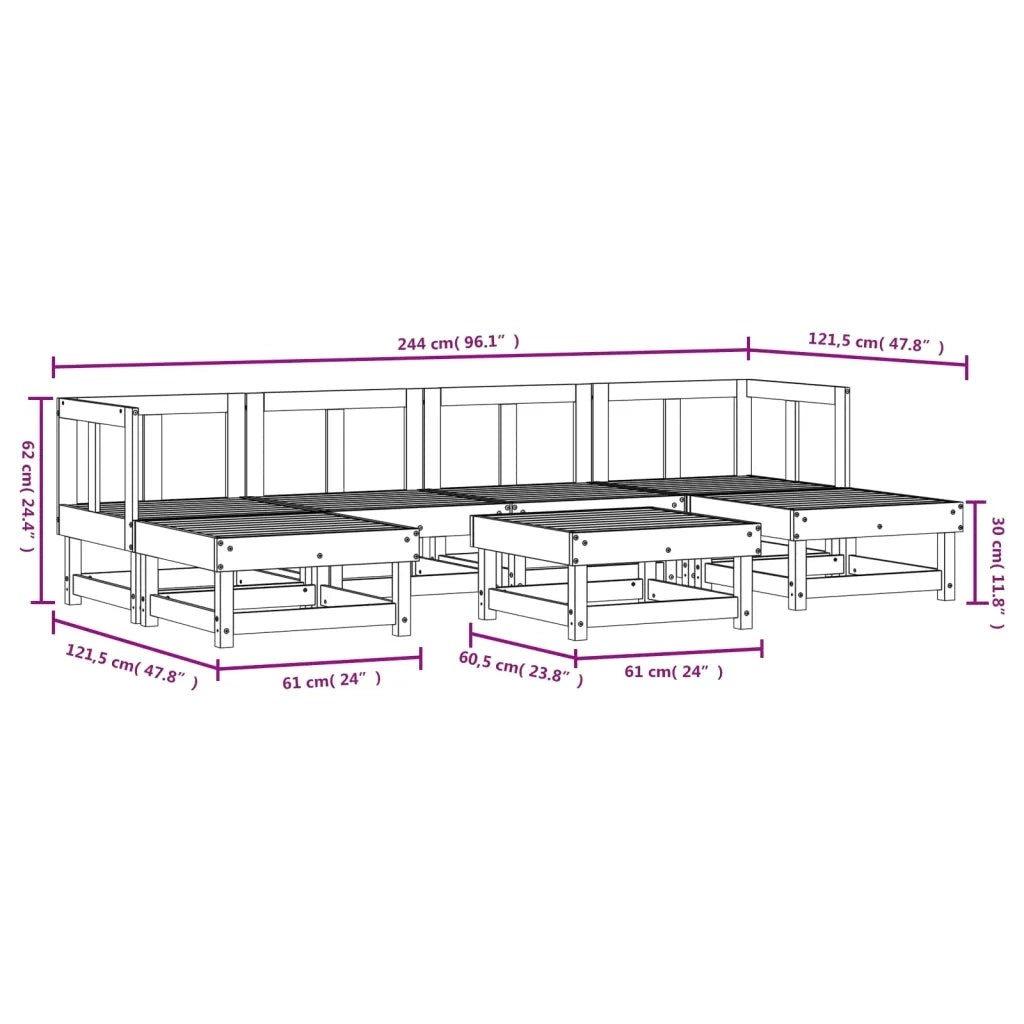 Set Salotto da Giardino 7 pz in Legno Massello di Pino 3186340