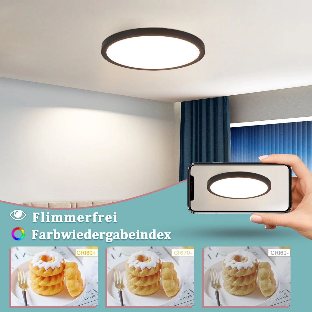 ZMH Lampada da soffitto plafoniera LED rotonda nera 24W per corridoio soggiorno appartamento