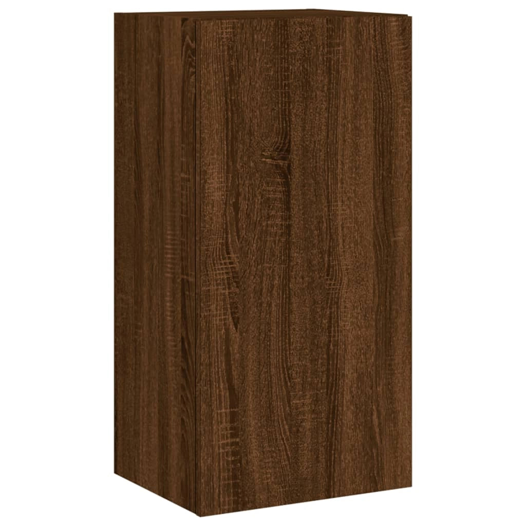 Mobile TV multimediale scaffale TV credenza mobile TV sala da pranzo soggiorno parete attrezzata per camera da letto con luci LED rovere 40,5 x 35 x 80 cm marrone 02_0027950
