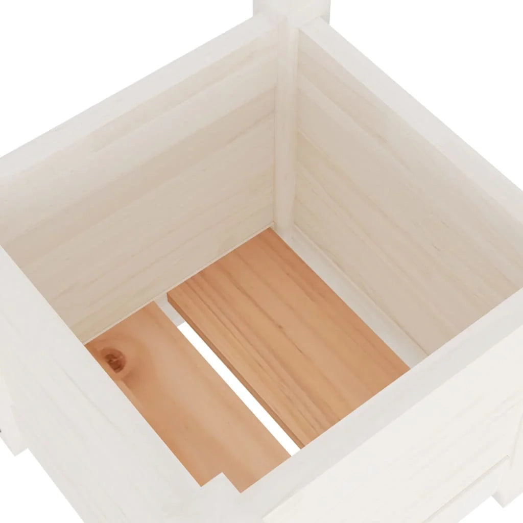 Fioriera aiuola rialzata fioriera aiuola giardino da esterno terrazza 31 x 31 x 31 cm legno di pino massiccio bianco 02_0038539