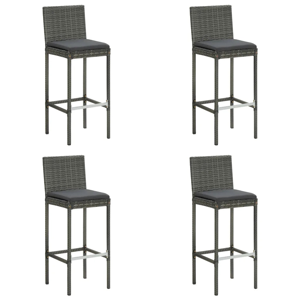 Set da Bar da Giardino 5 pz con Cuscini in Polyrattan Grigio cod mxl 45582