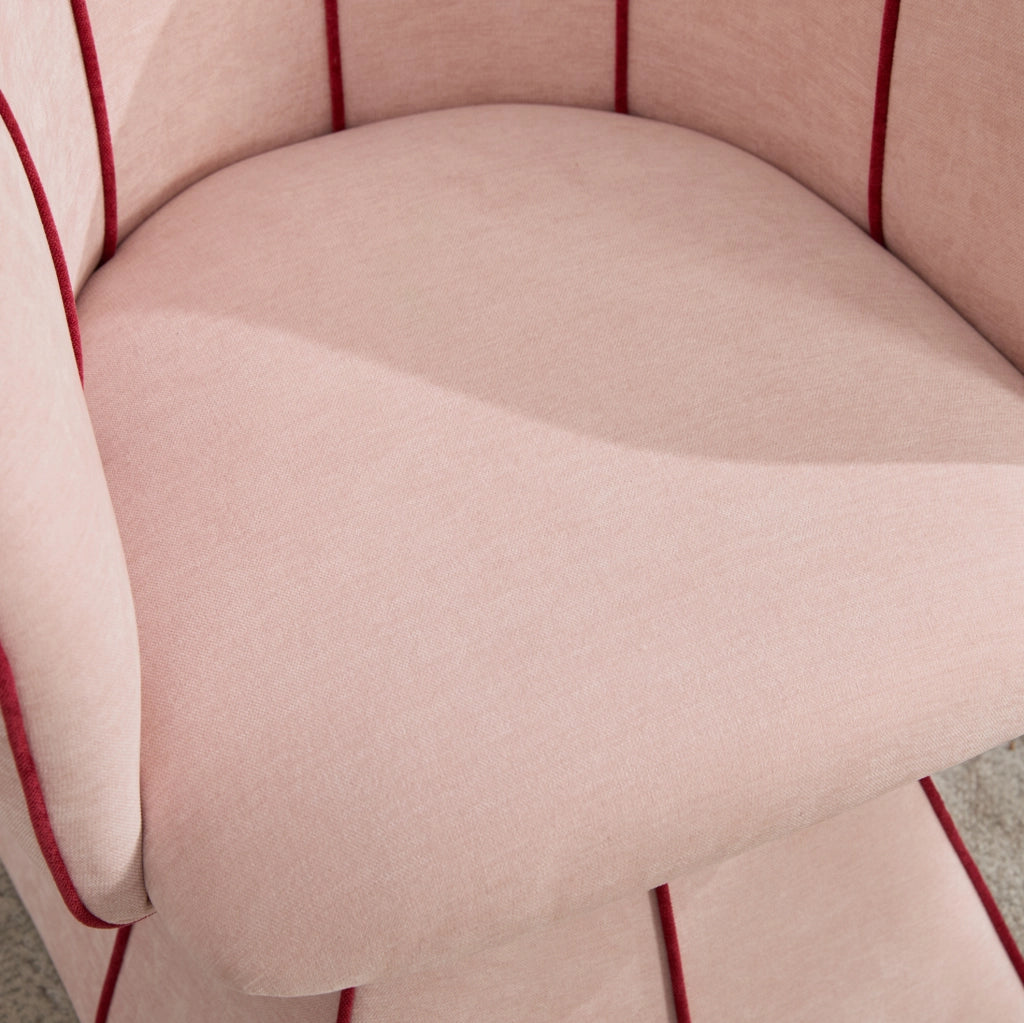Poltrona girevole in ciniglia rosa con schienale alto