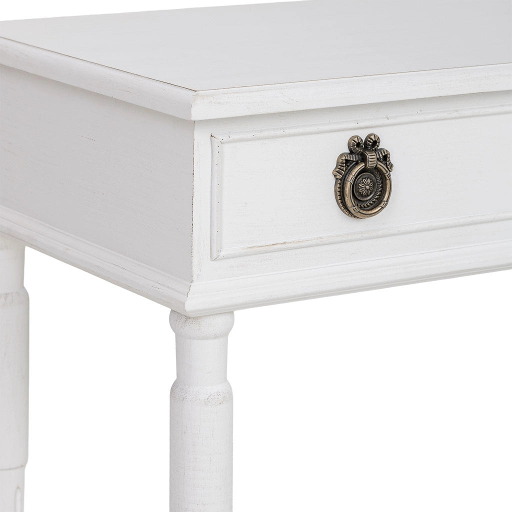 Tavolino da ingresso in legno bianco 71x36,5x74h cm