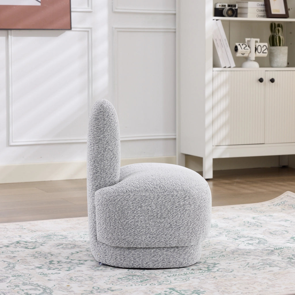 Poltrona pouf a forma di coniglio - con orecchie ricamate - in tessuto grigio anticato e bianco