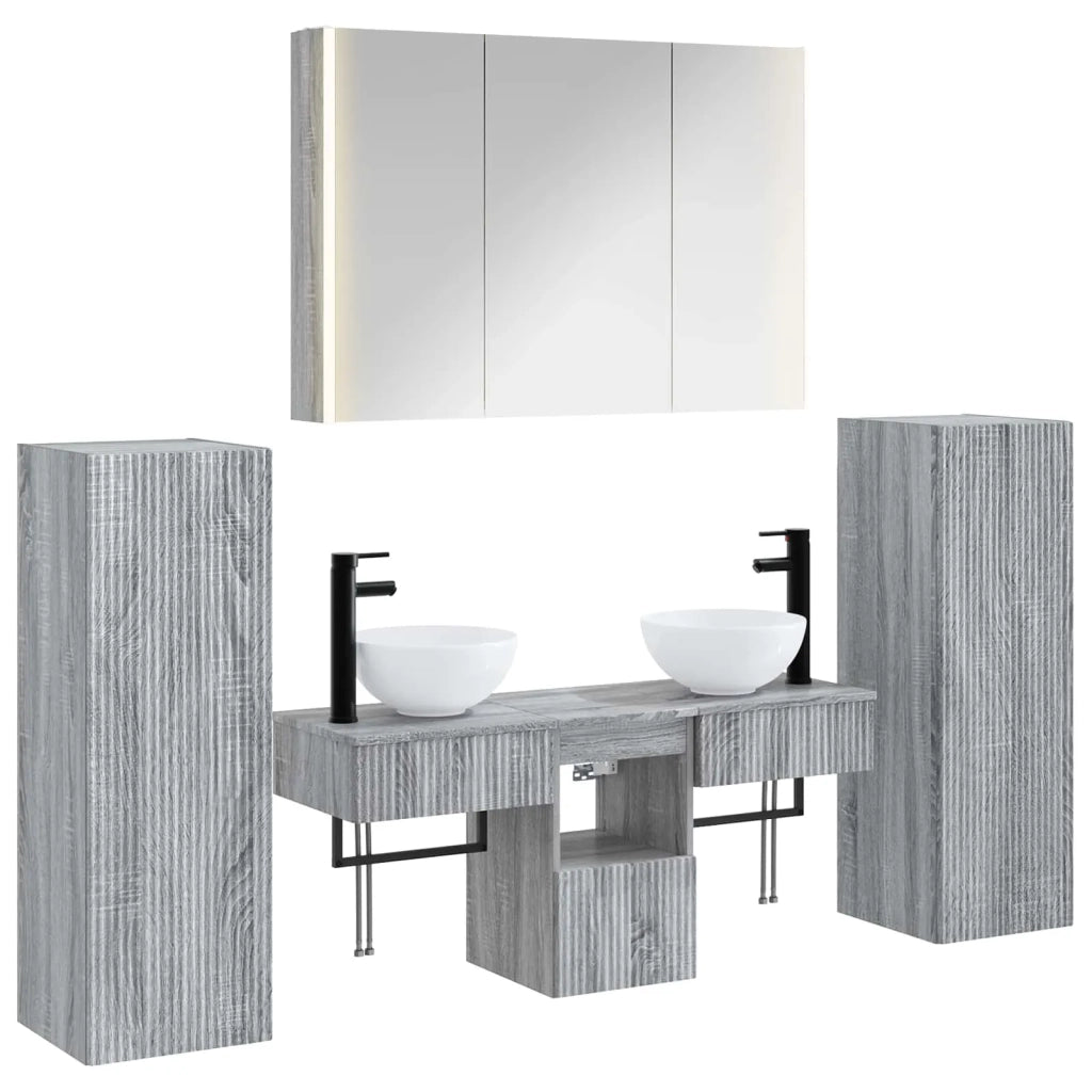 Set di mobili per il bagno 6 pcs Sonoma grigio 3407124