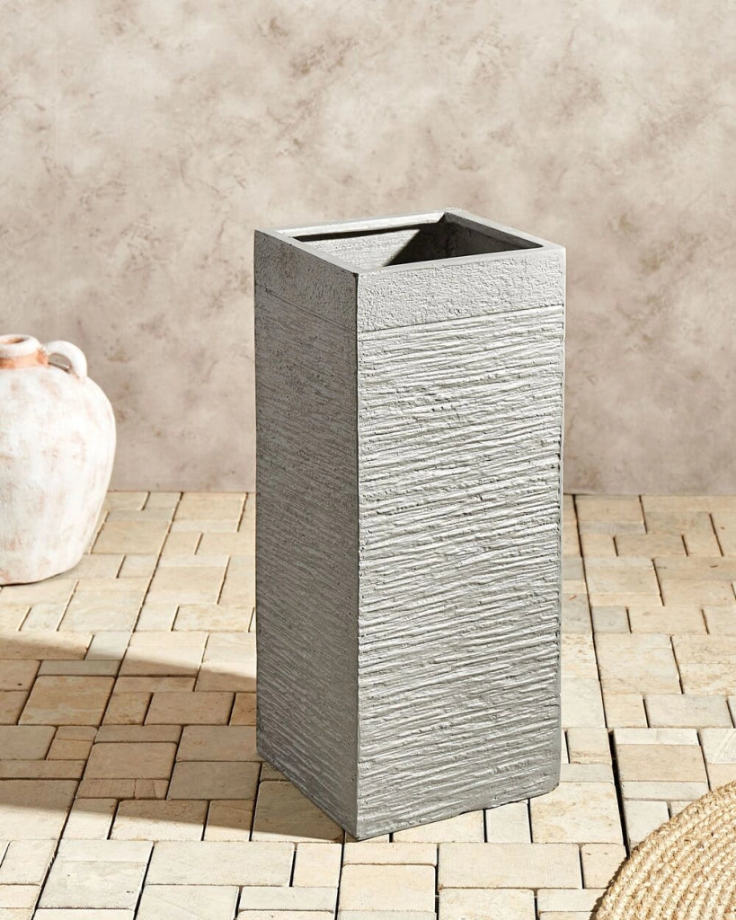 Vaso da fiori in argilla da giardino alto 26 x 26 x 60 cm resistente ai raggi UV grigio chiaro