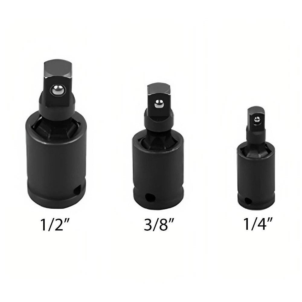 Trade Shop - Adattatore Chiave Bussola Cricchetto Set 3pz Riduttori 1/2 1/4 3/8 Snodo Sferico -