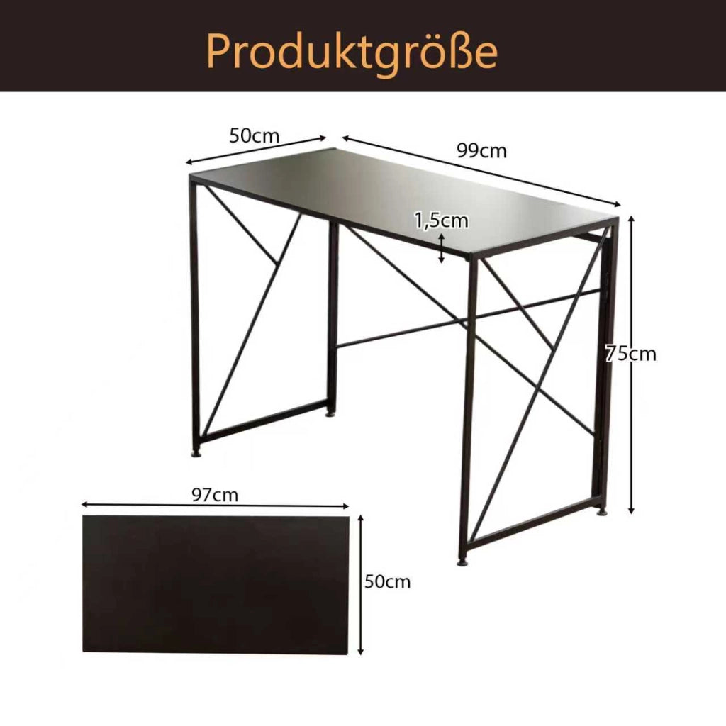 Scrivania pieghevole multifunzionale in MDF e metallo nera per piccoli spazi per casa e ufficio 99 × 50 × 75 cm