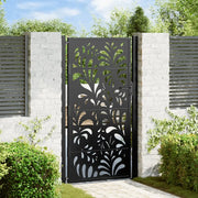 vidaXL Cancello Giardino Nero 105x180 cm in Acciaio Design Ondulato