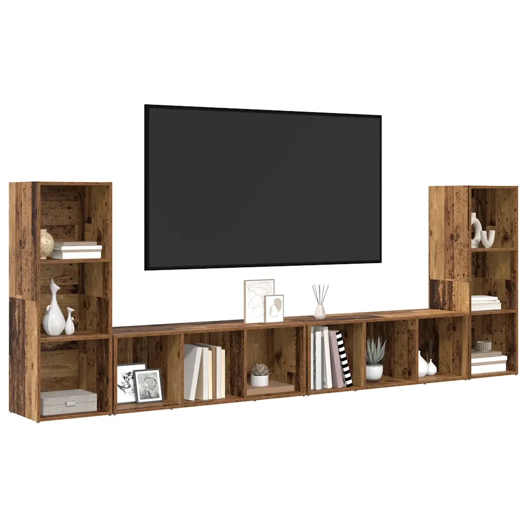Set mobile TV 4 pcs Legno vecchio 37 x 35 x 107 cm 3393522