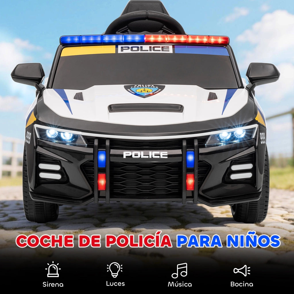 Auto Elettrica Polizia per Bambini 3+ Anni ¨C Xylo ¨C 12V con Telecomando Luci Sirena 96x60x45cm