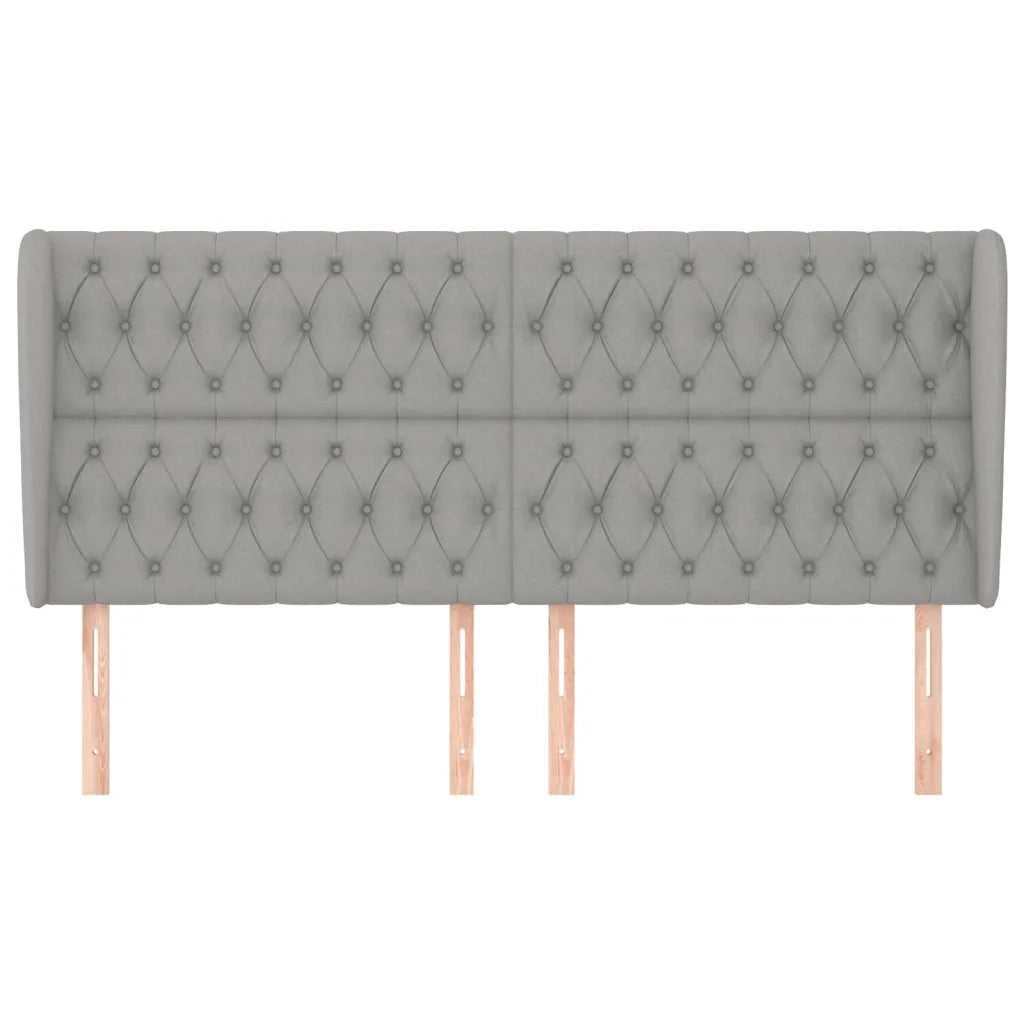 Testiera | Testata ad Orecchio Grigio Chiaro 183x23x118/128 cm in Tessuto
