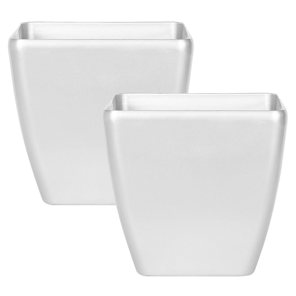 Set di 2 vasi da fiori color argento in argilla e vetroresina 42 x 42 x 41 cm interno ed esterno moderno
