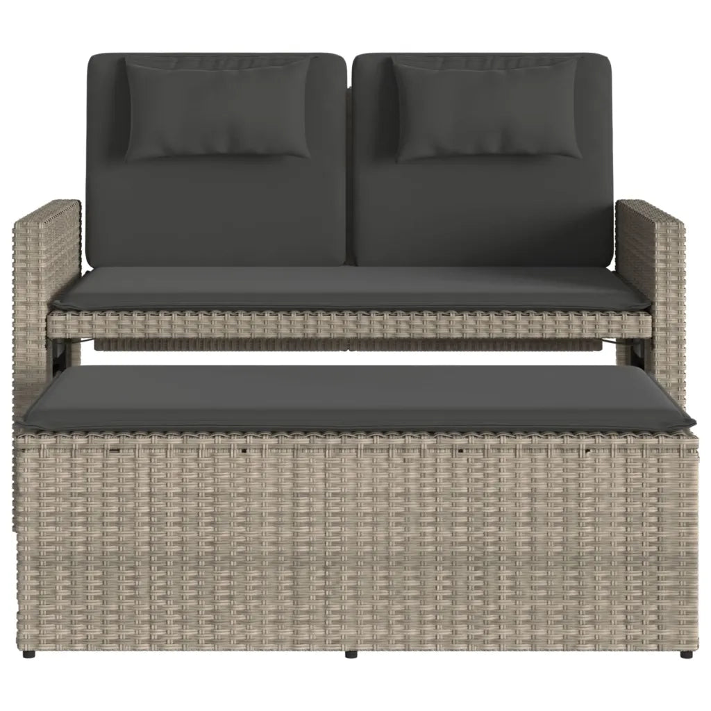 Panca Reclinabile Giardino con Cuscini-Sgabello-Sedia da esterno Grigio Chiaro Polyrattan 961355
