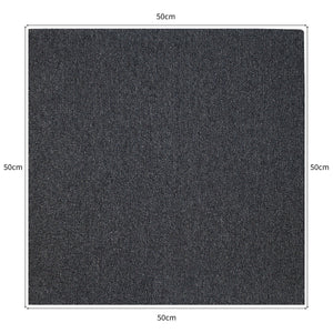 20 Quadrotte di Moquette 50x50cm Colore Nero Carbone 5mq Dure per Casa e Ufficio
