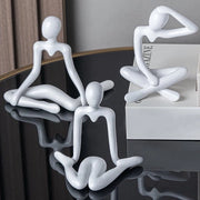 Set di 3, Mini Pensieri Abstracti, Beadoni Bianchi, Decorazione di Interno Stile Moderno, Scultura d'Arte Moderna, per Salotto, Ufficio, Tavolo, Decorazioni Decorative Artistiche - plastica