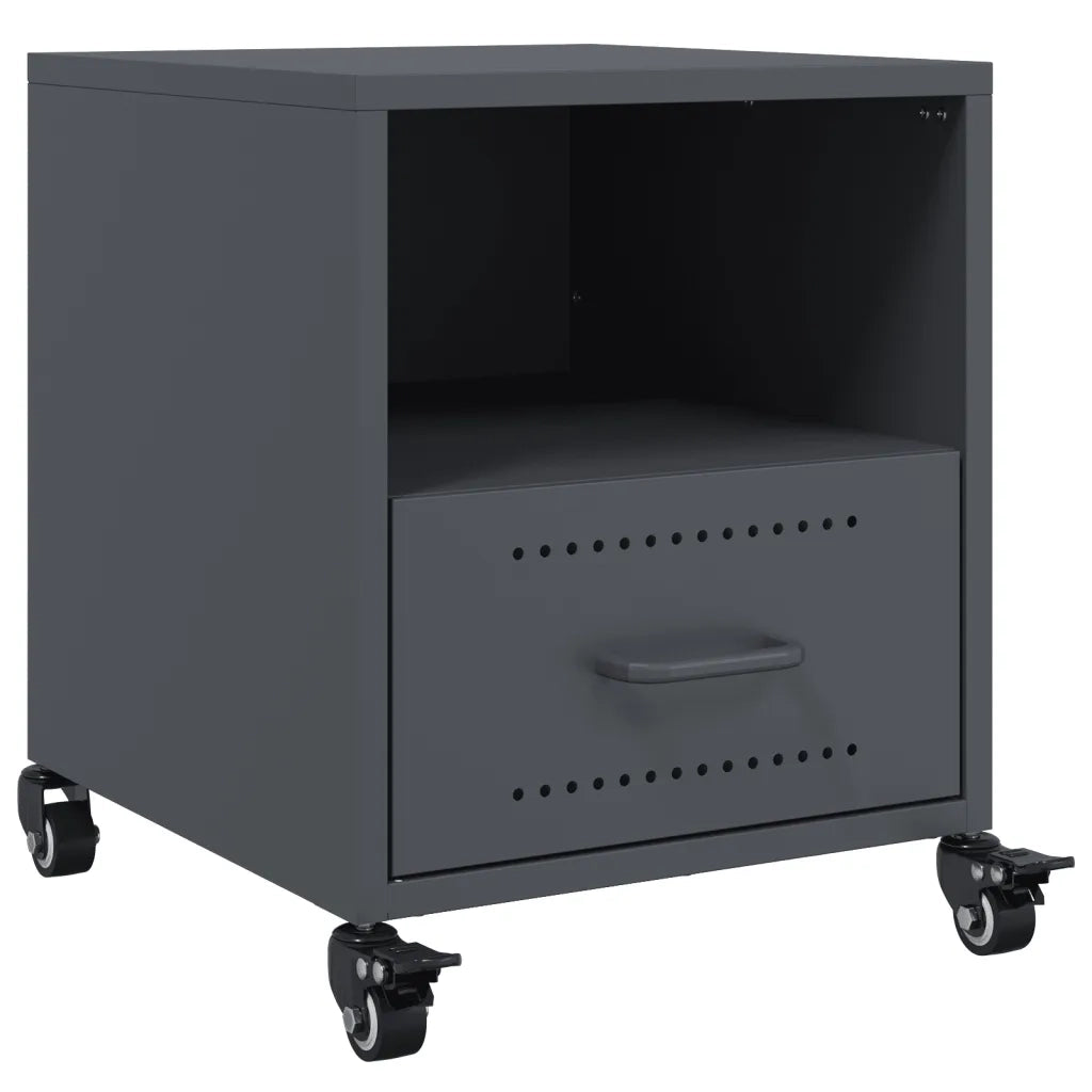 Set di 2 Comodini | Armadio da Notte | Mobiletto da notte Antracite 36x39x43,5 cm in Acciaio
