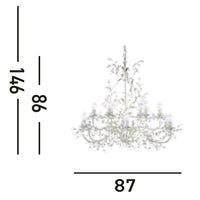 Lampadario Classico Almandita Acciaio Bianco Vetro Oro 12 Luci E14
