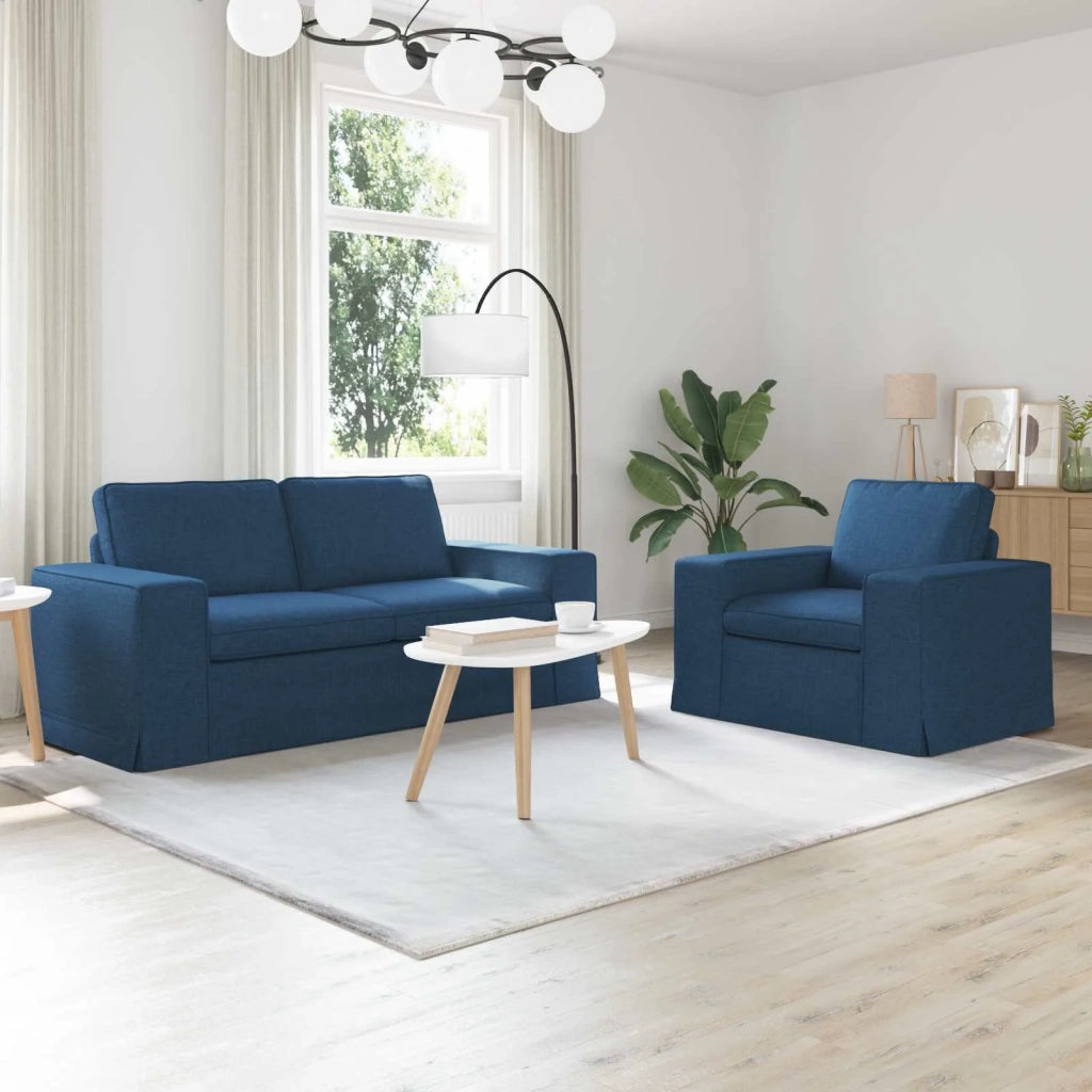 Set di divani 2 pcs Blu 182 x 80 x 82 cm Tessuto