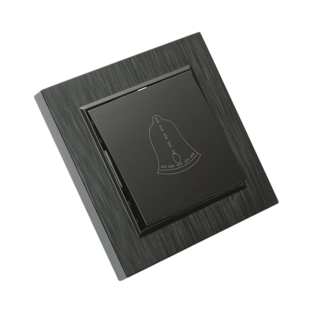 Pulsante campanello da incasso nero 220V, 10AX, ABS 80x80mm