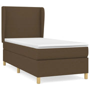 Letto singolo | Letto per adulti | Giroletto a Molle con Materasso Marrone Scuro 80x200 cm Tessuto