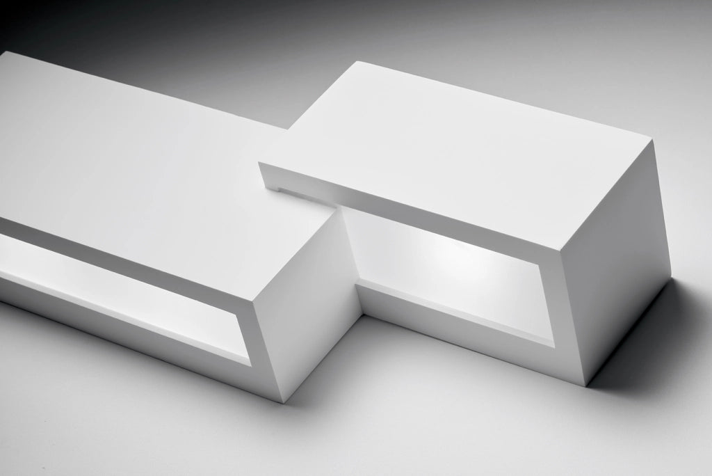 PARO applique 2 rettangoli e 3 Luci bianco in gesso attacco G9 45x18cm