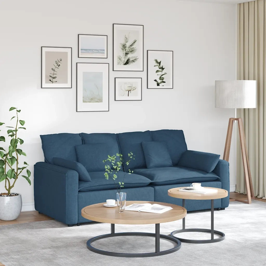vidaXL Divano Modulare con Cuscini Blu