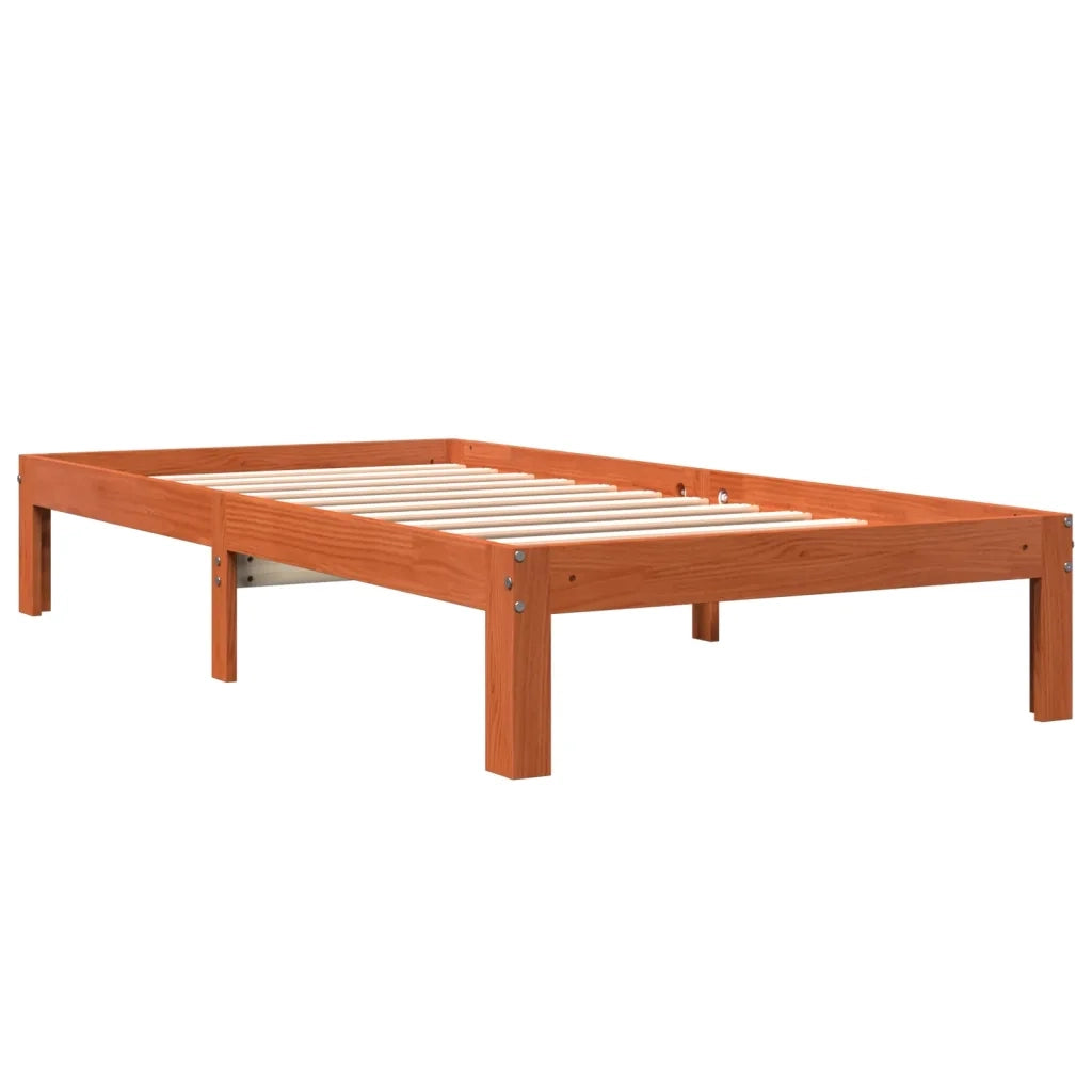 Letto senza Materasso Marrone Cera 100x200 cm in Legno di Pino