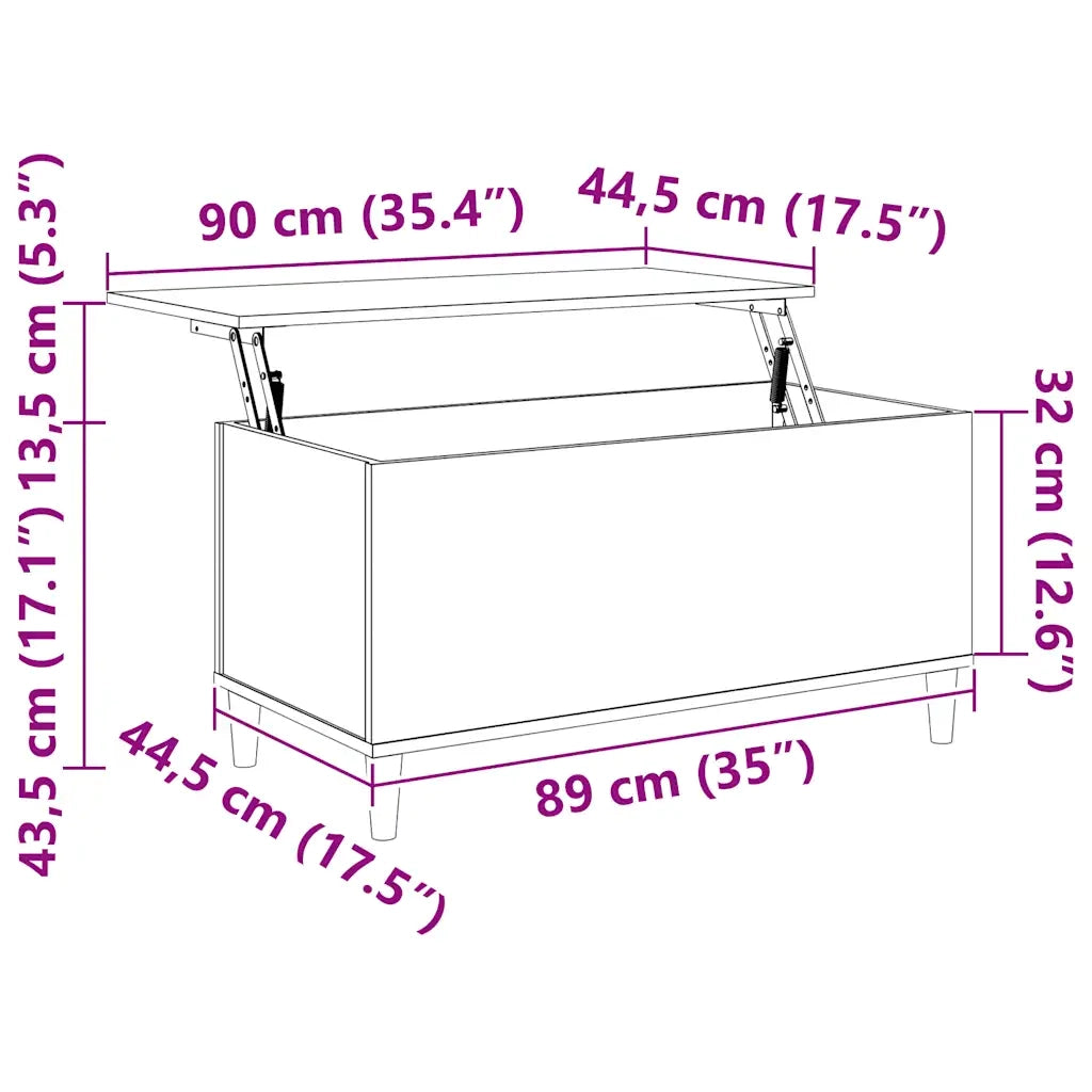 Tavolino Salotto Rovere Sonoma 90x44,5x45 cm Legno Multistrato 819583