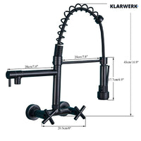 Bjorn | Rubinetto da parete gastronomia argent Rubinetto cucina professionale in acciaio inox con due doccette|doppio lavello da parete ristorante