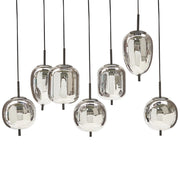Lampadario in vetro argentato con 7 luci vetro 122 cm design moderno soggiorno contemporaneo