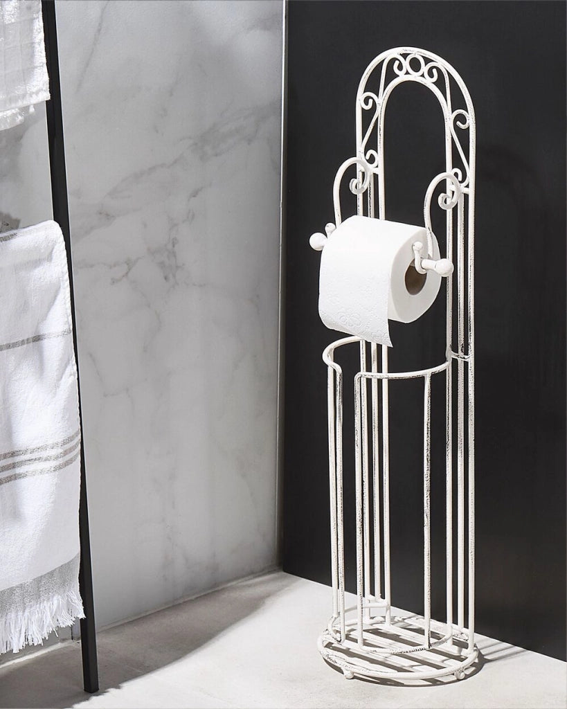 Porta carta igienica con scopino in Poliresina Argento in stile Glam