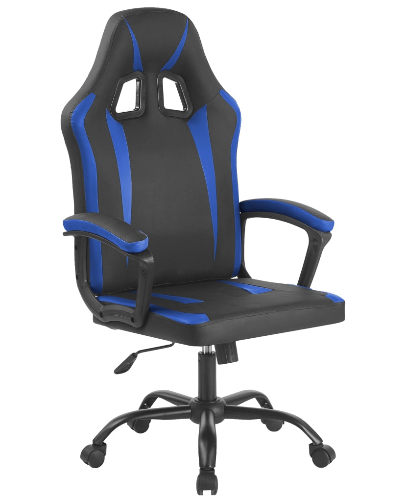Sedia Gaming Adulto Professionale SimilPelle Reclinabile Con Braccioli Poltrona Ufficio Regolabile in Altezza Pistone Gas Gamer Portata 150 Kg Blu