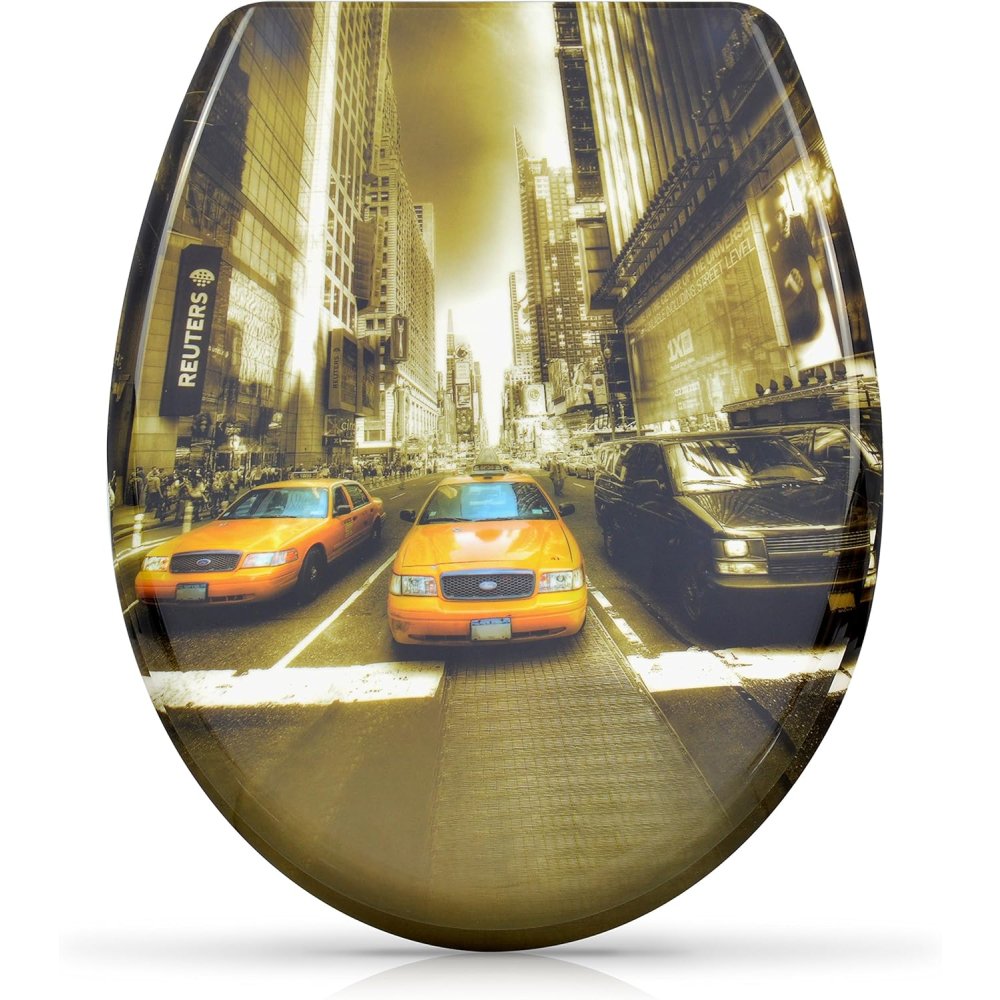 Sedile wc chiusura ammortizzata - motivo new york taxi - copriwa