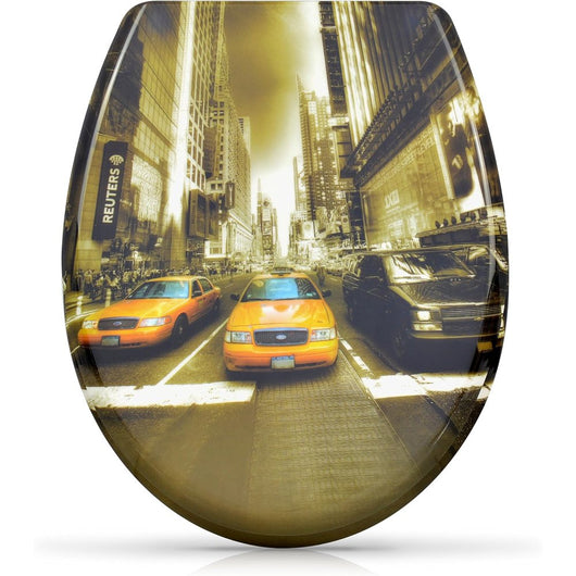 Sedile wc chiusura ammortizzata - motivo new york taxi - copriwa