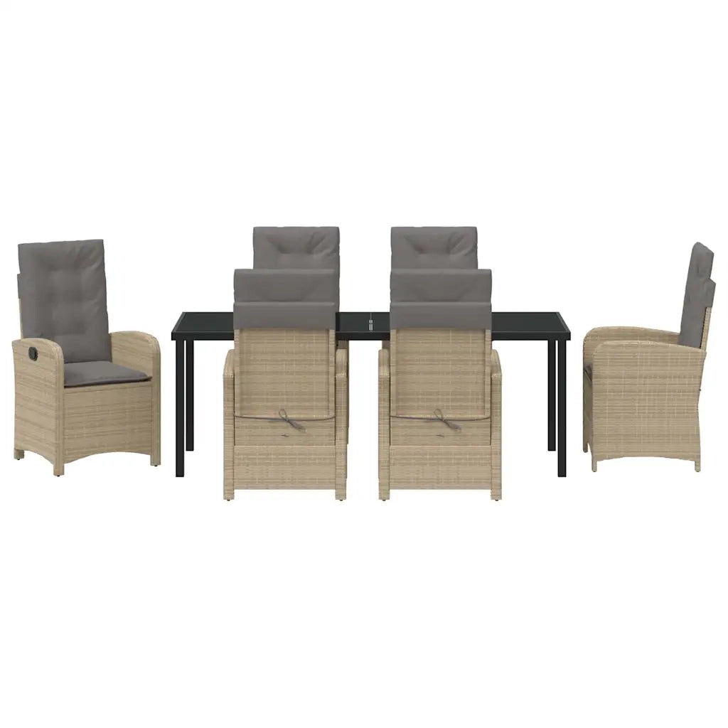 Set da Pranzo per Giardino con cuscino 7 pcs Beige polyrattan 3380293